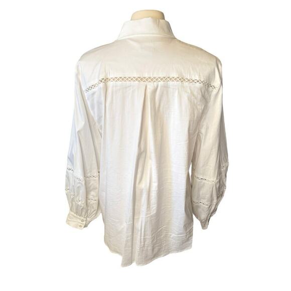 Chico's Size 3 US Size 16-18 Women's White Blouse Poplin Billow Sleeve - Picture 6 of 10
